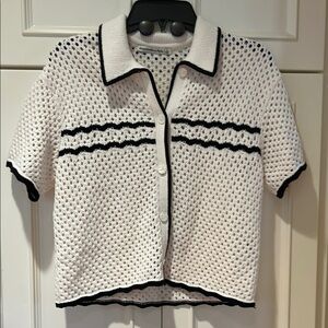 Abercrombie & Fitch Black and White Cardigan with Nordic Pattern